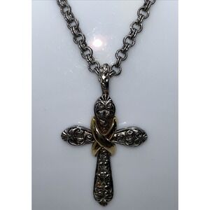 Cross Necklace Silver Gold Tone 28 Intricate Detailing Unisex Christian Timeless